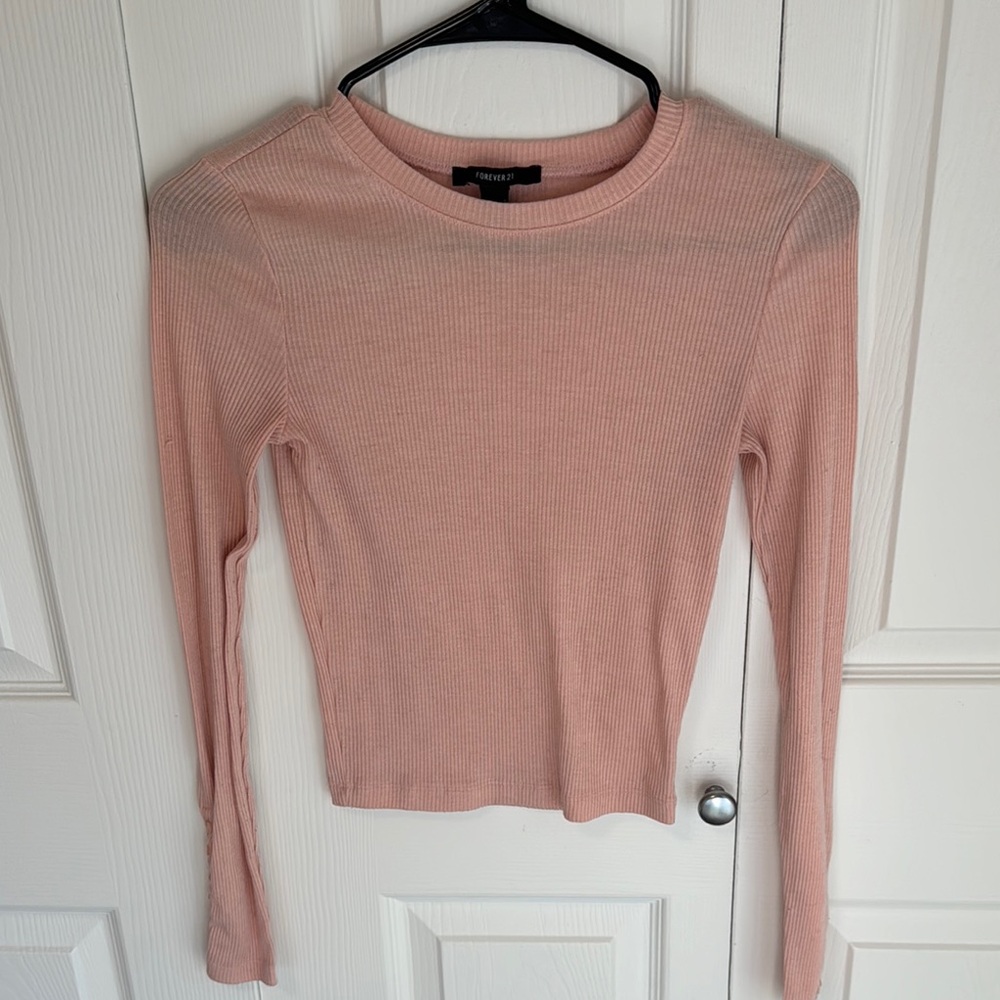 Forever 21 Blush Ribbed Long Sleeve Top